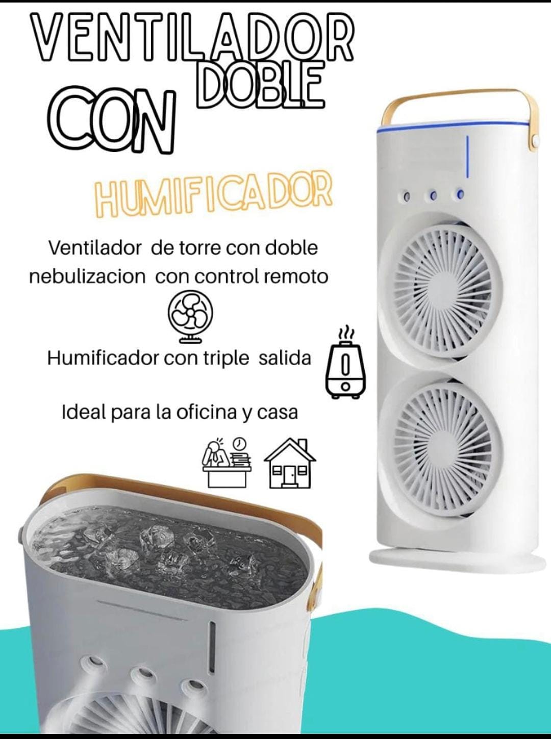 ❄️ Ventilador Doble con Spray (DOBLE TURBINA + BRISA FRÍA) ❄️ - Image 4