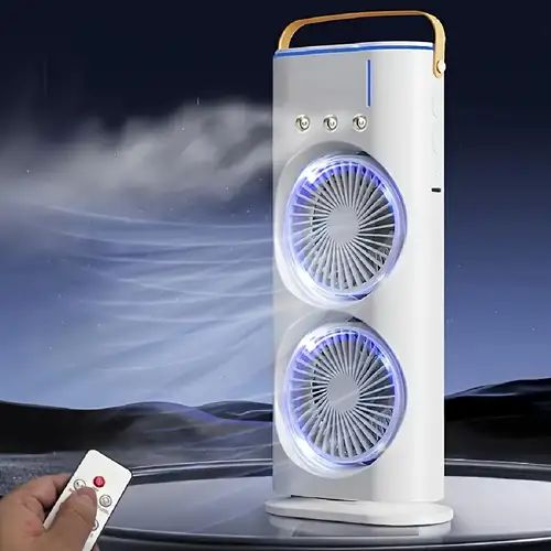 ❄️ Ventilador Doble con Spray (DOBLE TURBINA + BRISA FRÍA) ❄️ - Image 2